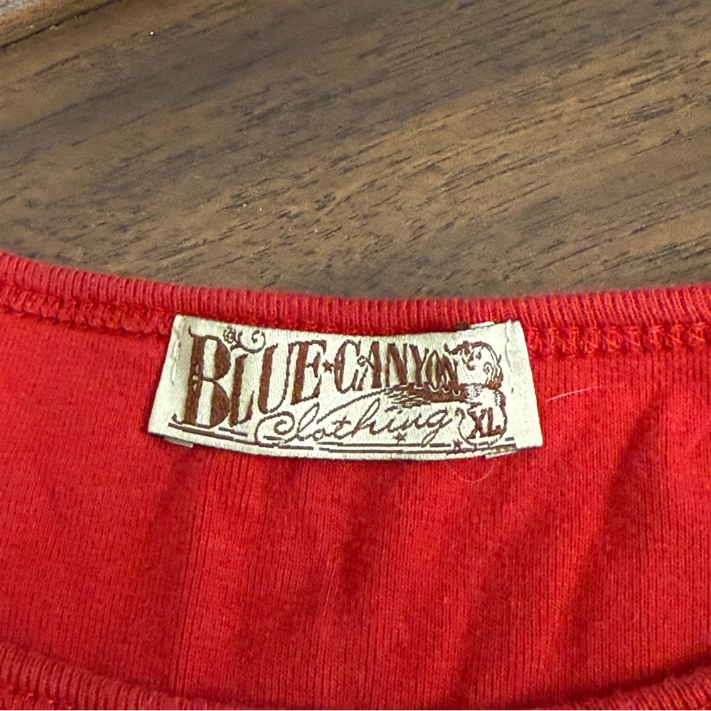 Blue Canyon Red Hope Holiday Top XL Christmas Graphic Shirt Made in USA Cotton - Picture 5 of 7